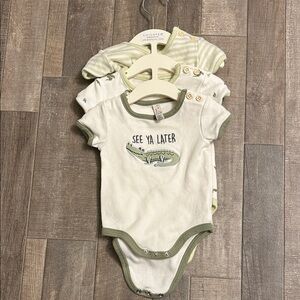 3-6M Embroidered Croc 🐊 Onesie Pack